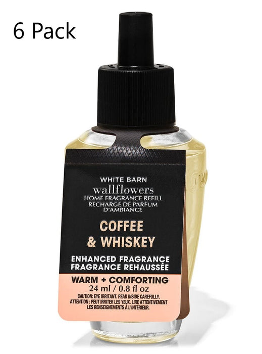 Bath & Body Works White Barn COFFEE + WHISKEY Wallflowers Fragrance Refill - 6 Pack