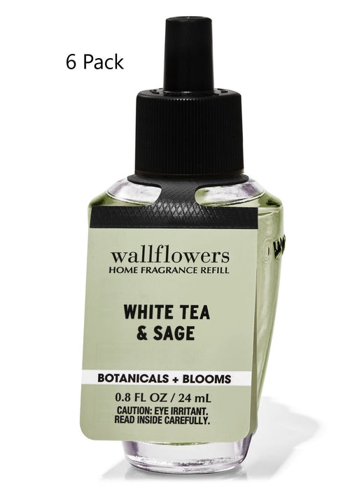 Bath & Body Works White Barn White Tea + Sage Wallflowers Fragrance Refill - 6 Pack