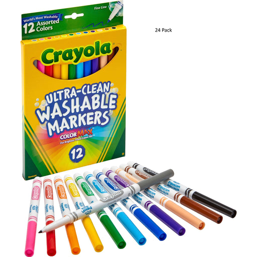 Crayola Fine Line Markers 12 Assorted Colors Ultra Clean Washable 58-7813 - Double Pack