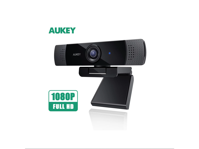 AUKEY PC-LM1E-1080P Webcam w/ Dual Noise Reduction Stereo Microphones - Black