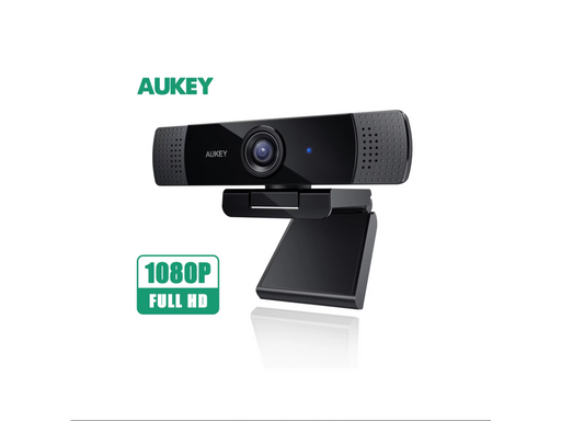 AUKEY PC-LM1E-1080P Webcam w/ Dual Noise Reduction Stereo Microphones - Black