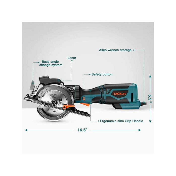 TackLife TCS115A- Mini Circular Saw- 5.8A 3500RPM- Metal Handle-Green