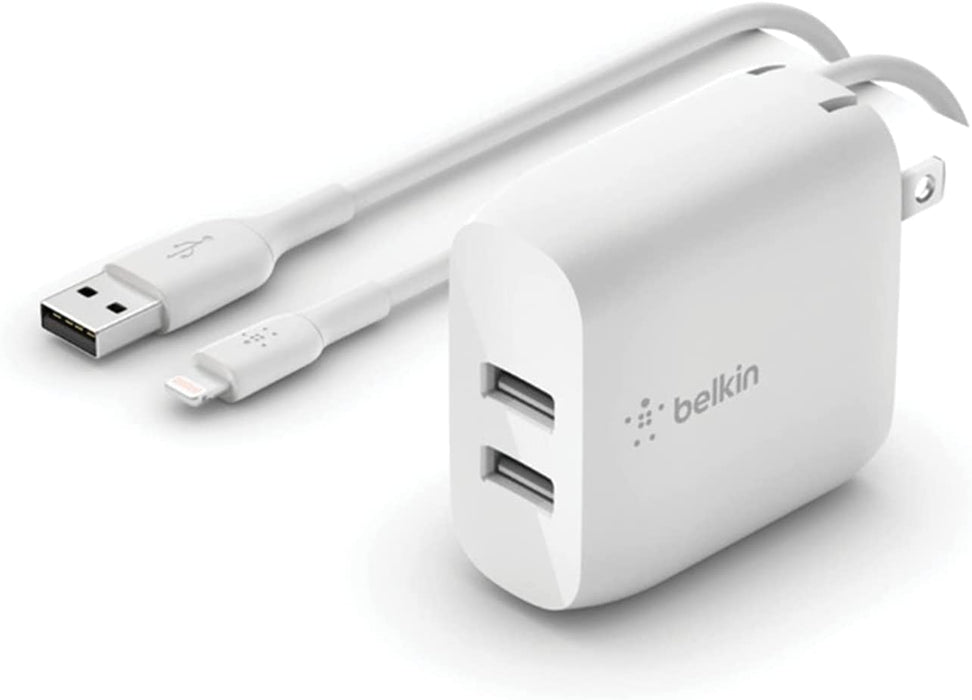Belkin Dual USB Charger 24W + Apple Cable Dual USB Wall Charger