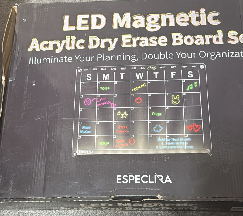 ESPECLIRA LED Magnetic Acrylic Dry Erase Board Set