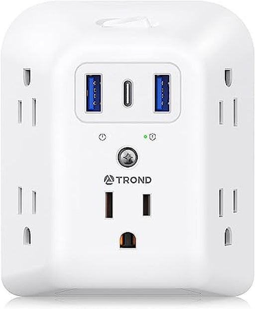 TROND TD-EA-US16- Surge Protector Outlet Extender 5 Outlet Splitter with 3 USB Ports