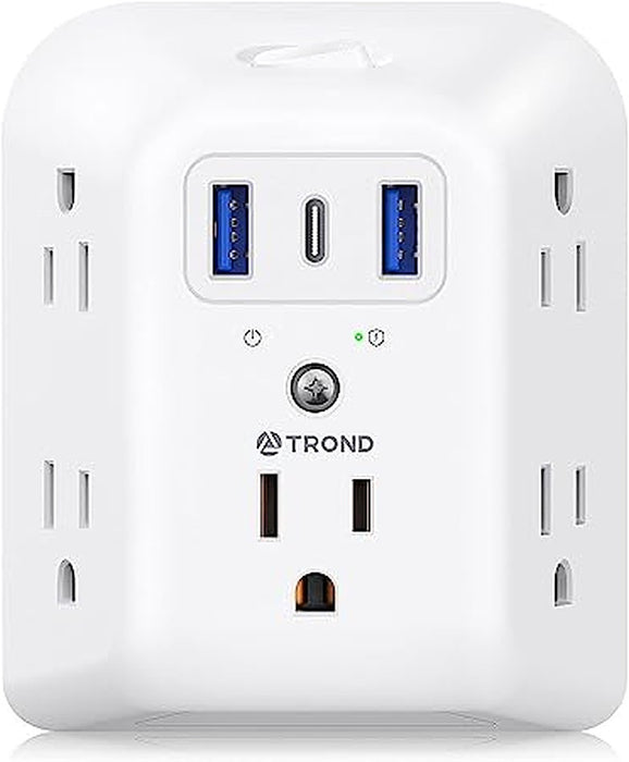 TROND TD-EA-US16- Surge Protector Outlet Extender 5 Outlet Splitter with 3 USB Ports