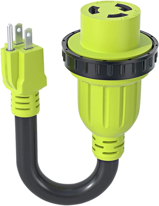 30 Amp to 15 Amp 125 Volt RV Locking Adapter Cord