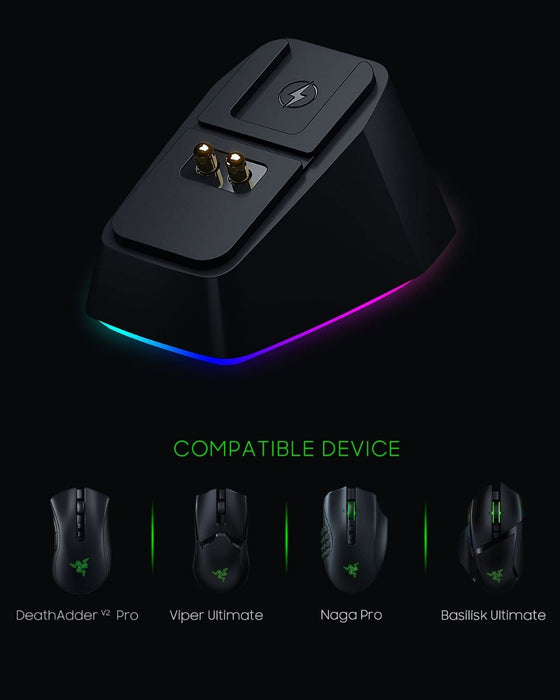 VeoryFly UNIDOCK-RX Upgraded RGB Charging Dock for Razer Mouse with 2 USB Ports