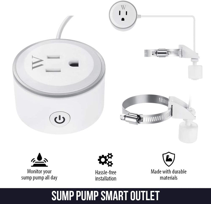 Wasserstein ‎4895230303481 Smart Plug Outlet with High Water Level Sensor for Sump Pump