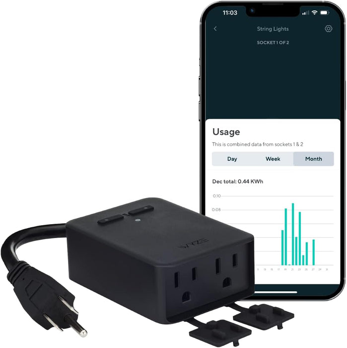 Wyze Plug Outdoor Dual Outlets Energy Monitoring IP64, 2.4GHz WiFi Smart Plug