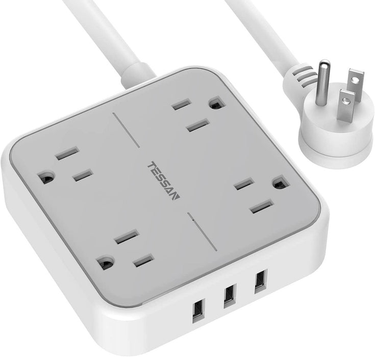 TESSAN TS-102 Power Strip with with 4 Outlets and 3 USB Ports