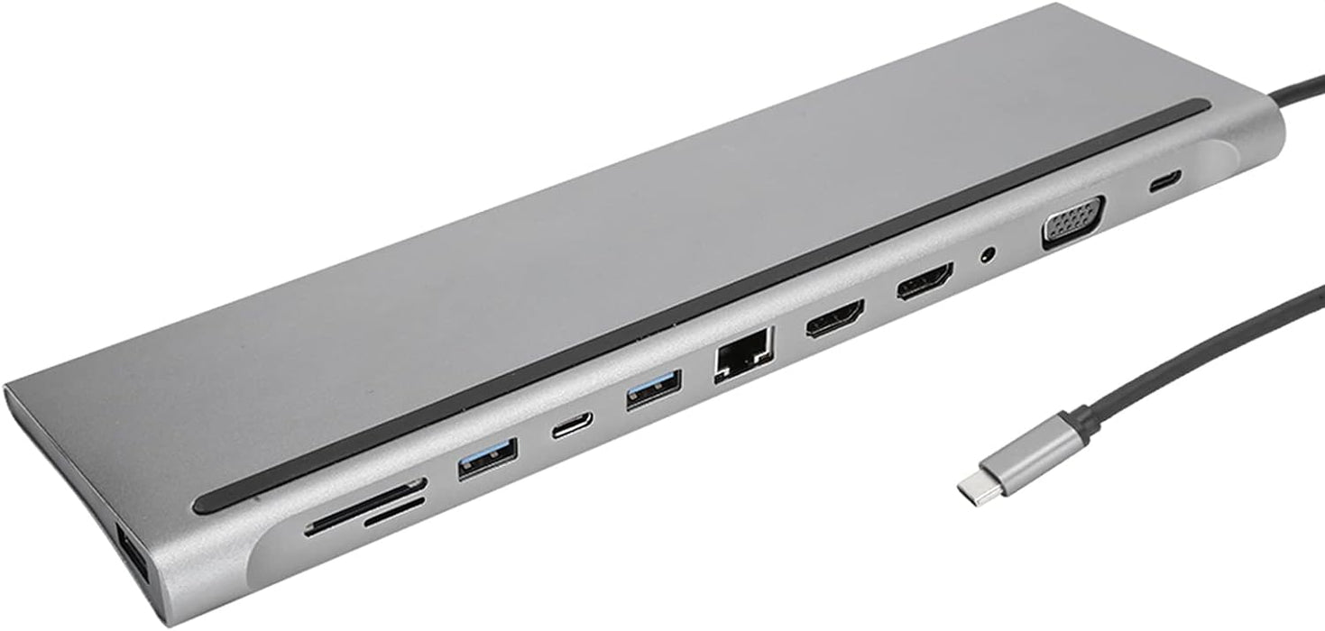 USB Docking Station PD Fast Charge 12 in 1 Docking Station 2 Card Slots for Type C Notebooks