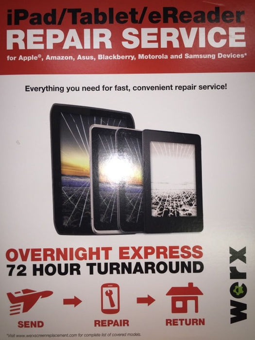 Werx iPad/Tablet/eReader Repair Service 72 Hour Turnaround