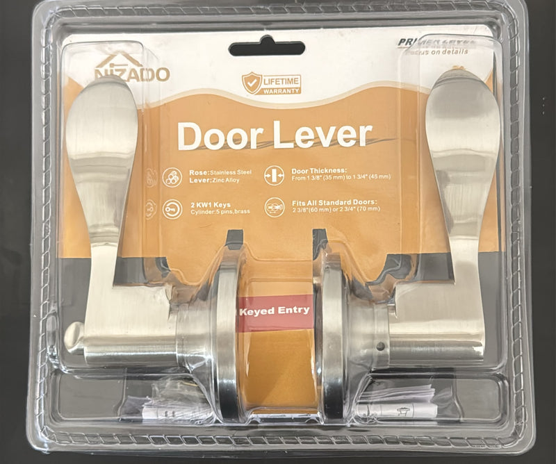 Nizado Door Lever for Standard Doors 2 3/8" or 2 3/4" - Stainless Steel