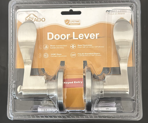 Nizado Door Lever for Standard Doors 2 3/8" or 2 3/4" - Stainless Steel