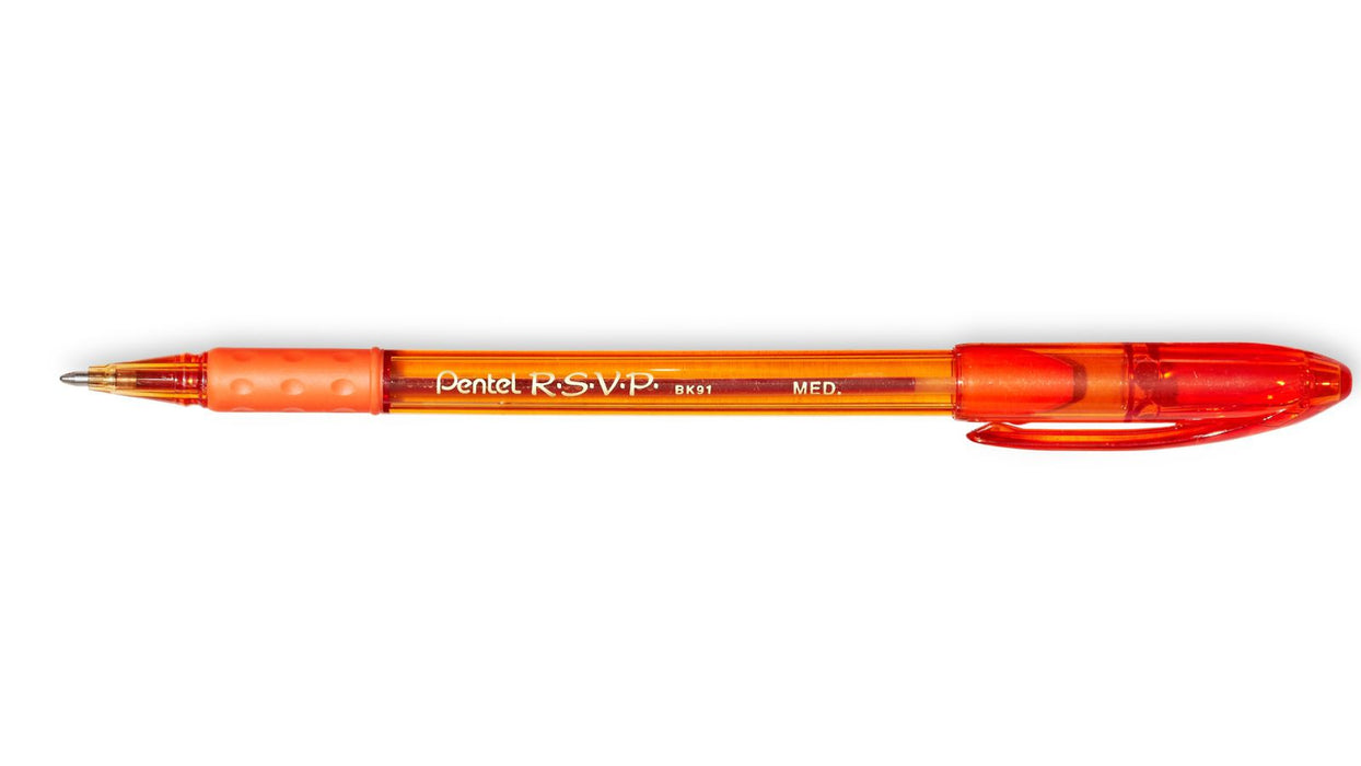 24 PK Pentel R.S.V.P. Ballpoint Pen, Medium Line, Orange Barrel Orange Ink