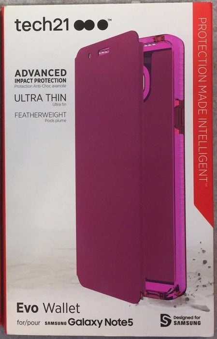 Tech21 Advanced Impact Evo Wallet Card Case For Samsung Galaxy Note 5-Pink