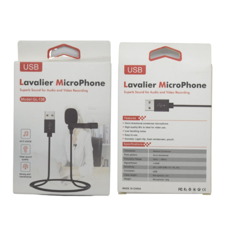 Lavalier MicroPhone Lavalier GL-138 USB CORBATER