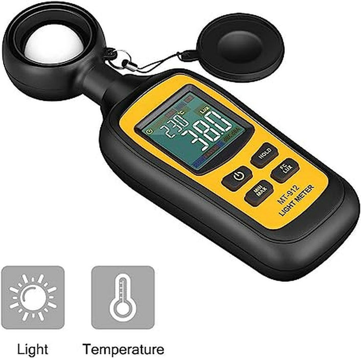 URCERI MT-912Light Meter Digital Illuminance Meter Handheld Ambient Temperature Measurer