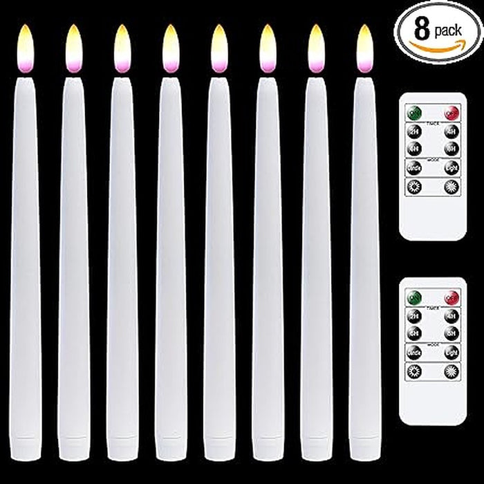 Flickering Flameless Taper Candles with Remote and Timer