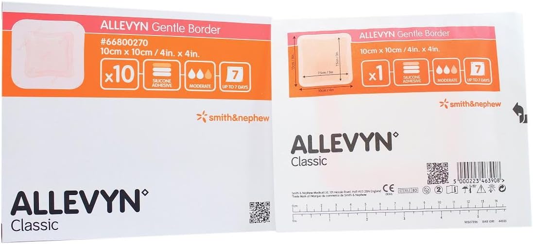Smith and Nephew 66800270 Allevyn Gentle Border Dressing 4" x 4" - 10 Pack
