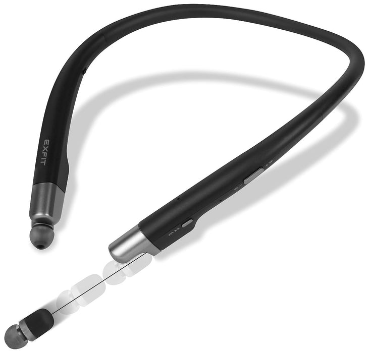 EXFIT BCS-700 | Wireless Bluetooth Headphone Neckband with Retractable Earbuds