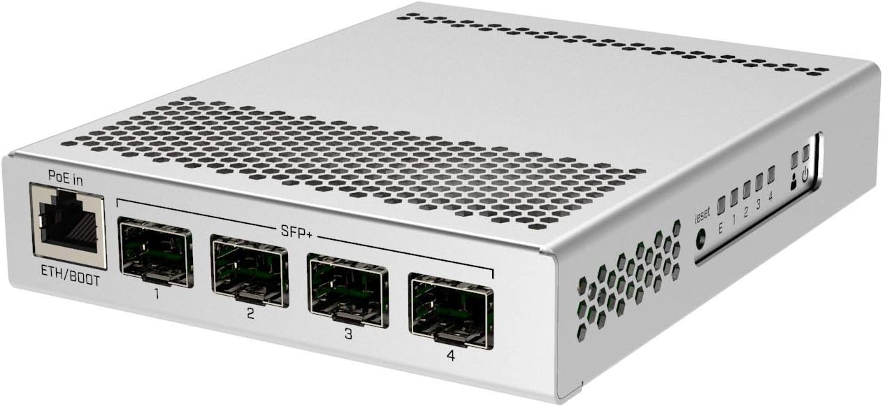 MikroTik 5-Port Desktop Switch 1 Gigabit Ethernet Port, 4 SFP+ 10Gbps Ports (CRS305-1G-4S+IN)