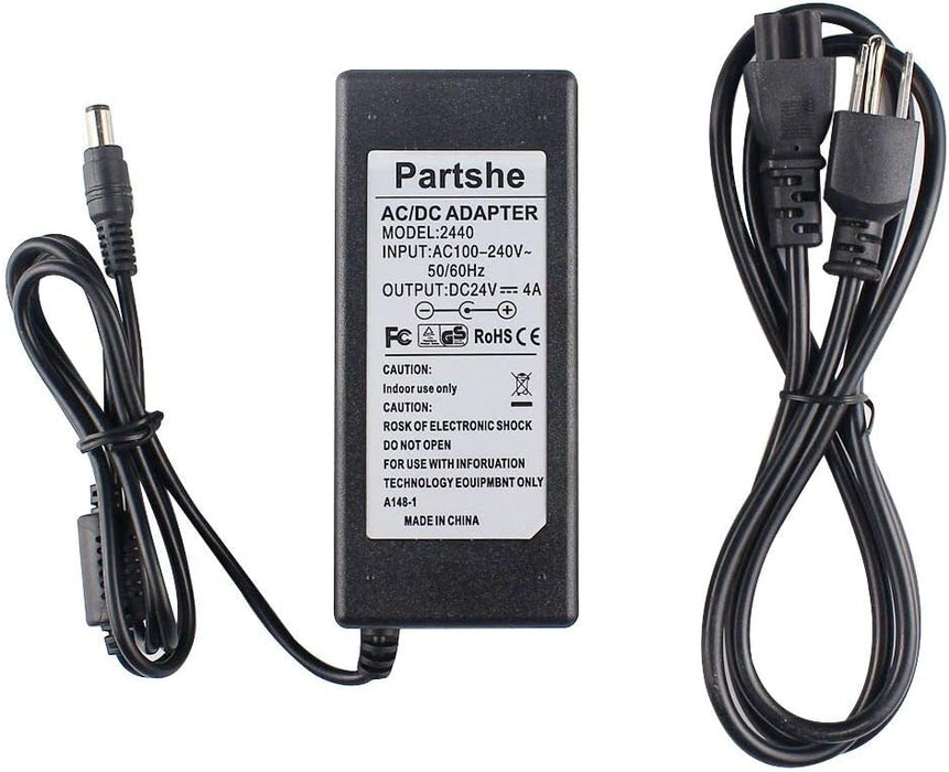 PARTSHE 24V 4A AC Adapter Power Supply for Zebra - Model 2440