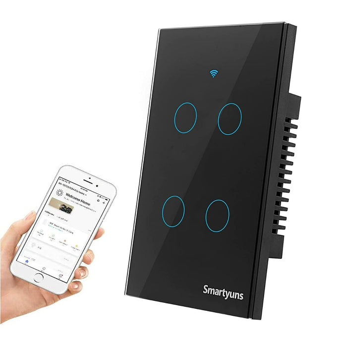 Smartyuns Smart Light Switch Black-4 Gang Light Switch