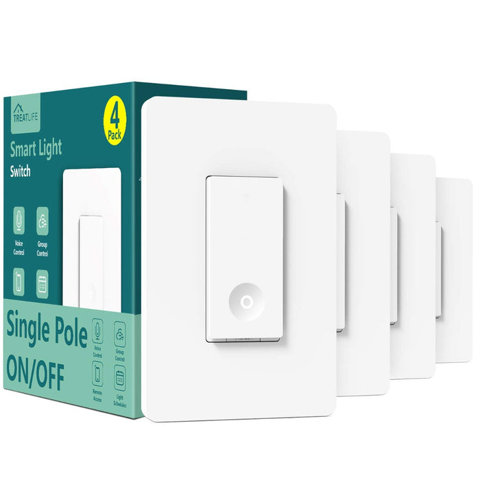 TREATLIFE Smart Switch 4 Pack 2.4Ghz Smart Light Switch WiFi Light Switch Single-Pole