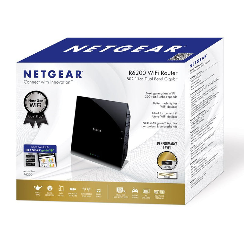 NETGEAR Wireless Router AC1200 Dual Band Gigabit R6200 - Retail Box