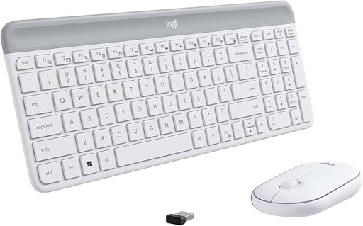 Logitech MK470 SLIM COMBO Ultra-Slim Compact and Quiet Wireless Keyboard and Mouse Combo - White