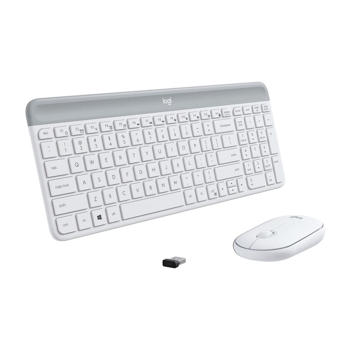 Logitech MK470 SLIM COMBO Ultra-Slim Compact and Quiet Wireless Keyboard and Mouse Combo - White