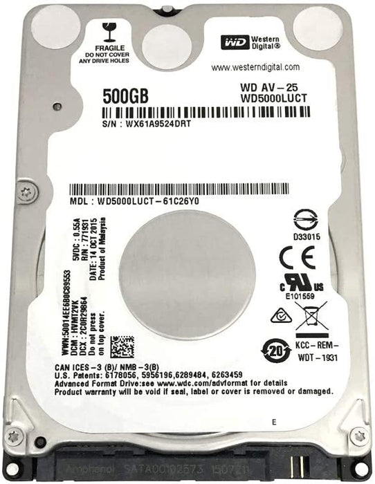 WD WD5000LUCT 500GB 5400RPM 16MB Cache SATA 3Gb/s 2.5" Hard Drive