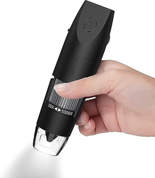 Generic  IW0316-NS-B Digital Microscope Wireless Pocket Handheld USB Microscopes/50x-1000x Zoom Fixed Focus HD Magnifier with LEDs-Black
