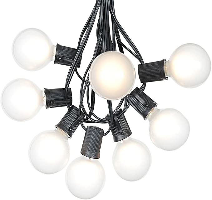 Warm White Low Voltage Festoon Lights on Black Cable