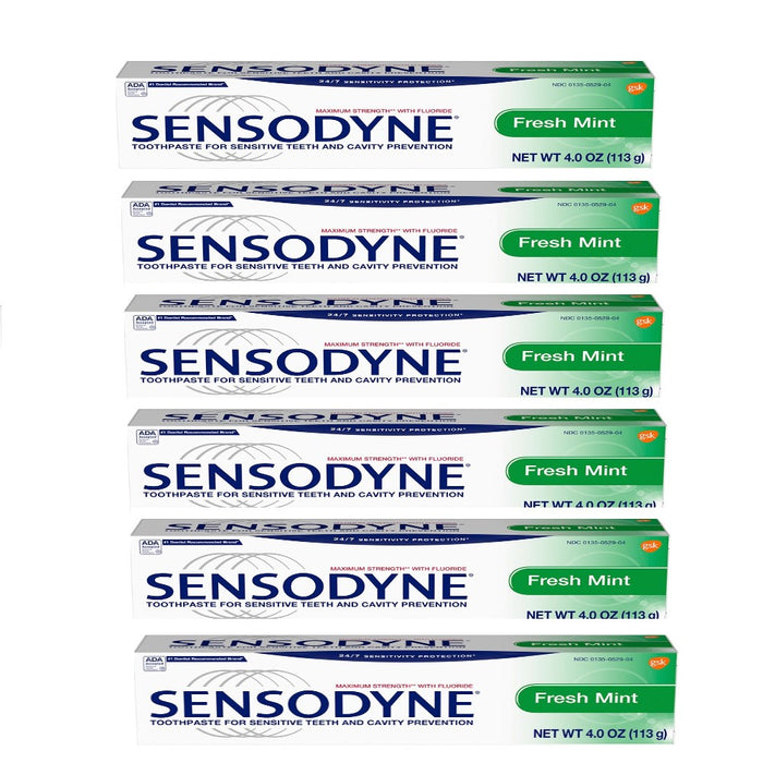 Sensodyne Fresh Mint Toothpaste for Sensitive Teeth 4 oz - Pack of 6