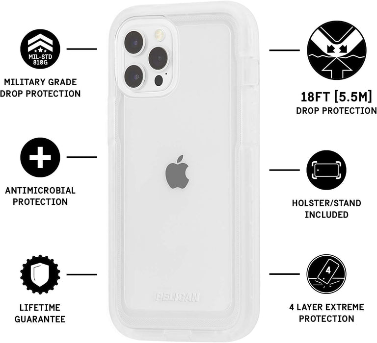 Case-Mate Pelican Voyager Clear iPhone 12 / iPhone 12 Pro Case With Belt Clip Holster