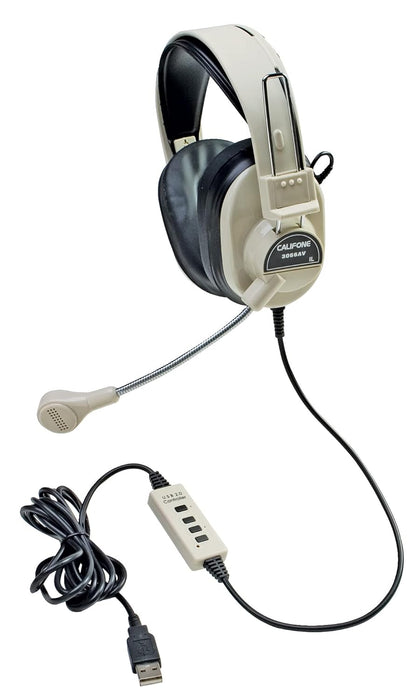 Califone 3066AV-USB Deluxe Over-Ear Stereo Headset with Gooseneck Microphone