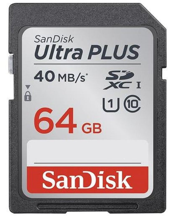 SanDisk Ultra PLUS 64GB SDXC Class 10 UHS-1 Memory Card - speed up to 40 MB/s