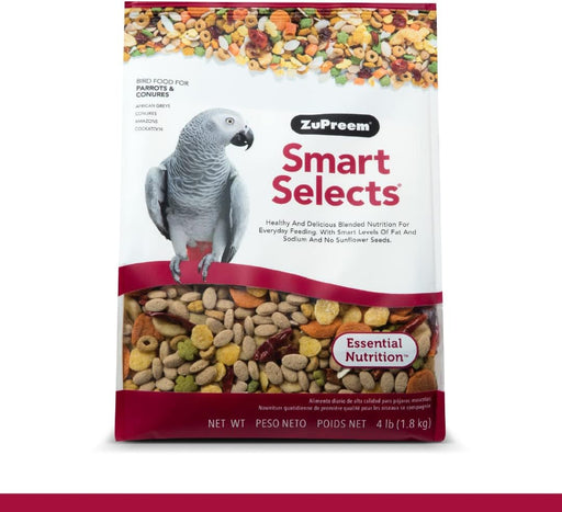 ZuPreem 4 LB Smart Selects Daily Bird Food for Parrot Nutrition for Medium Large Bird
