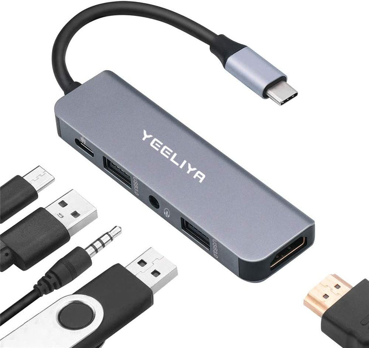 Yeeliya CH-3005 Type C Adapter 5 in 1 Ports Adapter to HDMI 4k