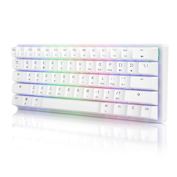 STOGA MK25 White Mini Keyboard with Rainbow Blacklit, Wired Mechanical Keyboard for Computer