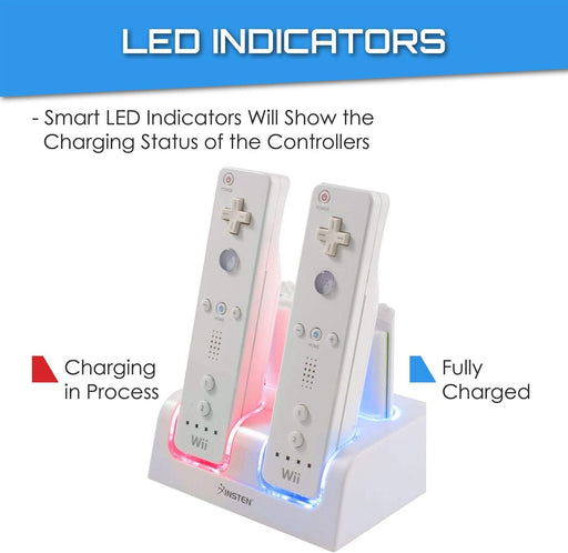 Insten 4 in 1 Battery Charger Compatible with Wii