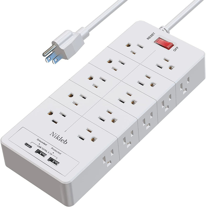 Nikleb Y017C Power Strip Surge Protector 23 in 1