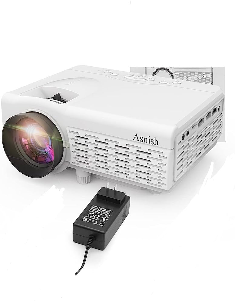 Asnish Portable Bluetooth Projector Home Theater with 50000 Hrs LED Lamp Life Full HD 1080P Supported - Black