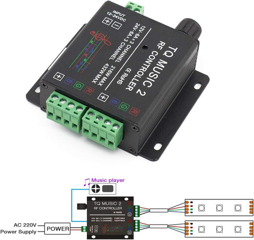 SUPERNIGHT LED RGB Music Touch Controller RF Sensitivety Backlight-3.5MM Audio 15 Music Modes LED Light Strip Controller