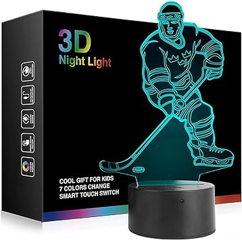 Hokey Player 3D Night light  Lamps for Kids 7 LED Color Changing Touch Table Desk Lamps
