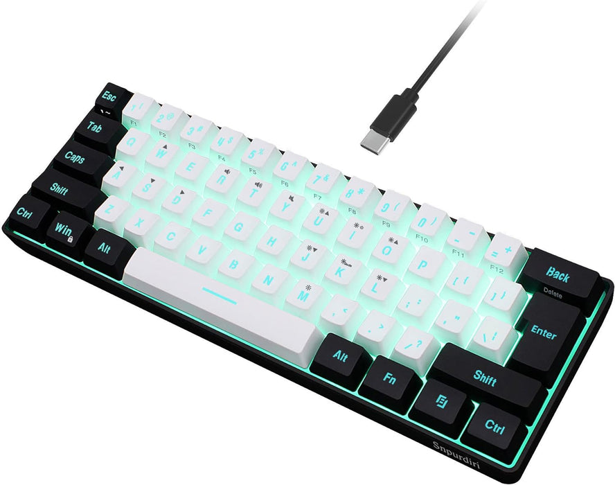 Snpurdiri 60% Wired Gaming Keyboard RGB Backlit Ultra-Compact Mini Keyboard