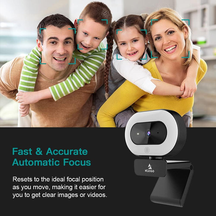 NexiGo StreamCam N930E with Software-1080P Webcam with Ring Light(Privacy cover not included)